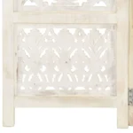 5 Panel Room Divider - Solid Mango Wood - Hand Carved - White - 200 x 165cm