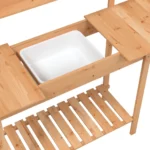 Potting Table With Drawer And Sink - Brown - 147.5 x 44 x 139.5cm