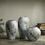 Handcrafted Ceramic Tateyama Vase - Marbled Stone - 22 - 35cm