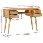 Desk with Drawers - Solid Mango Wood - 110 x 47 x 76cm