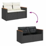 PE Rattan 5 Piece Garden Sofa Set with Cushions