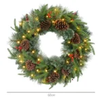 Christmas Wreath With LED Lights - PVC - Green - 60cm