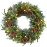 Christmas Wreath With LED Lights - PVC - Green - 60cm