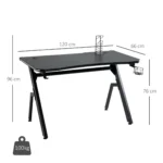 LED Gaming Desk - R Leg Design - Black - 110 x 60 x 75cm