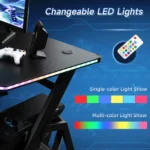 LED Gaming Desk - R Leg Design - Black - 110 x 60 x 75cm