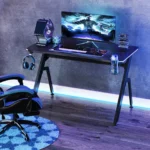 LED Gaming Desk - R Leg Design - Black - 110 x 60 x 75cm