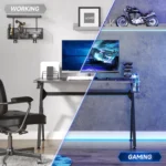 LED Gaming Desk - R Leg Design - Black - 110 x 60 x 75cm