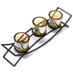 Centrepiece Iron Votive Candle Holder - 3 Cup Silhouette - 35.5cm x 8.5cm x 11.5cm