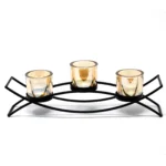 Centrepiece Iron Votive Candle Holder - 3 Cup Silhouette - 35.5cm x 8.5cm x 11.5cm