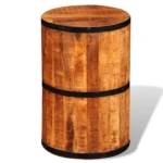 Drum Style Bar Stool - Rough mango wood - 30 x 30 x 45cm