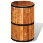 Drum Style Bar Stool - Rough mango wood - 30 x 30 x 45cm