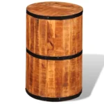 Drum Style Bar Stool - Rough mango wood - 30 x 30 x 45cm