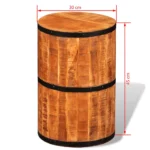 Drum Style Bar Stool - Rough mango wood - 30 x 30 x 45cm