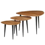 3 Triangular Coffee Tables - Solid Acacia Wood