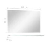 Stylish Tempered Glass Mirror & Shelf - 100 x 60cm