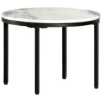 Marble Coffee Table With Steel Frame - White & Black - 50 x 35cm