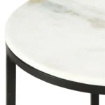 Marble Coffee Table With Steel Frame - White & Black - 50 x 35cm