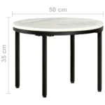 Marble Coffee Table With Steel Frame - White & Black - 50 x 35cm