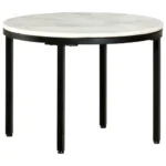 Marble Coffee Table With Steel Frame - White & Black - 50 x 35cm