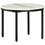 Marble Coffee Table With Steel Frame - White & Black - 50 x 35cm