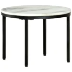 Marble Coffee Table With Steel Frame - White & Black - 50 x 35cm