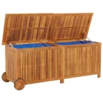 Garden Storage Box With Wheels - Solid Acacia Wood - 150 x 50 x 58cm