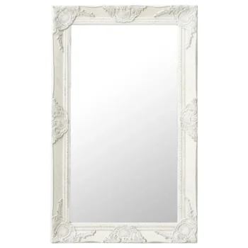 Ornate Wall Mirror - Baroque Style - White - 50 x 80cm