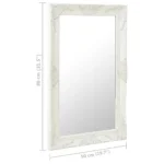 Ornate Wall Mirror - Baroque Style - White - 50 x 80cm