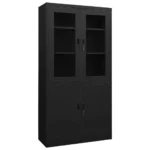 Steel Office Cabinet - Black - 90 x 40 x 180cm