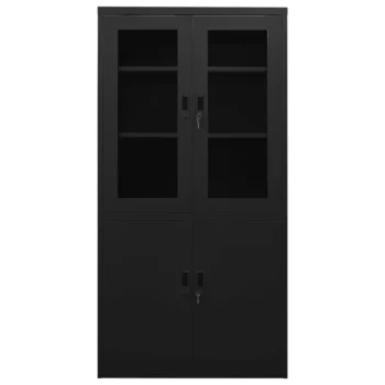 Steel Office Cabinet - Black - 90 x 40 x 180cm