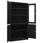 Steel Office Cabinet - Black - 90 x 40 x 180cm