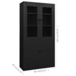 Steel Office Cabinet - Black - 90 x 40 x 180cm