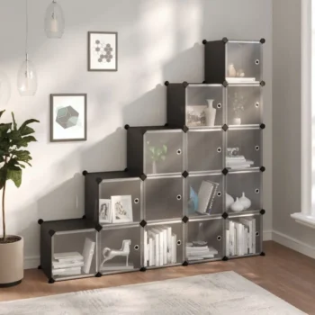 Storage Cube Organiser With 15 Cubes And Doors - 156 x 31.5 x 153.5cm