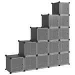 Storage Cube Organiser With 15 Cubes And Doors - 156 x 31.5 x 153.5cm