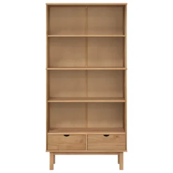 4-Tier Bookcase - Solid Pine Wood - Brown - 88 x 35 x 180cm