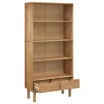 4-Tier Bookcase - Solid Pine Wood - Brown - 88 x 35 x 180cm