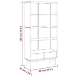 4-Tier Bookcase - Solid Pine Wood - Brown - 88 x 35 x 180cm