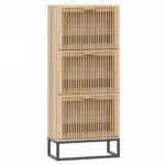 Modern Natural Wood Shoe Cabinet - White - 52 x 25 x 120cm