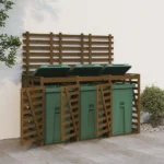 Triple Wheelie Bin Storage Unit - Pinewood - Honey Brown - 240 x 91.5 x 128.5cm