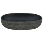 Ceramic Oval Sink Basin - Grey & Black - 59 x 40 x 14cm