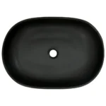 Ceramic Oval Sink Basin - Grey & Black - 59 x 40 x 14cm