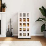 Log Storage Holder - Solid Pine Wood - White - 40 x 49 x 110cm