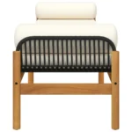 Poly Rattan Garden Bench With Cushions - Acacia - Black - 216 x 55.5 x 48cm