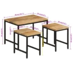 x3 Nesting Side Tables - Solid Mango Wood