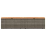 Garden Storage Box - Poly Rattan - Acacia Wood - Grey - 220 x 50 x 54cm