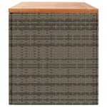 Garden Storage Box - Poly Rattan - Acacia Wood - Grey - 220 x 50 x 54cm