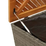 Garden Storage Box - Poly Rattan - Acacia Wood - Grey - 220 x 50 x 54cm