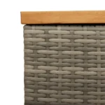 Garden Storage Box - Poly Rattan - Acacia Wood - Grey - 220 x 50 x 54cm