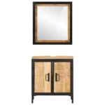 2 Piece Bathroom Furniture Set - Iron - Solid Mango Wood