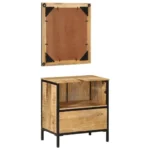 2 Piece Bathroom Furniture Set - Iron - Solid Mango Wood